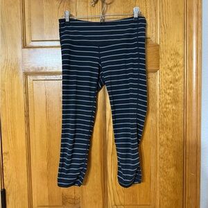 Athleta Women's Black and Gray Striped Capri Leggings size Small Tall